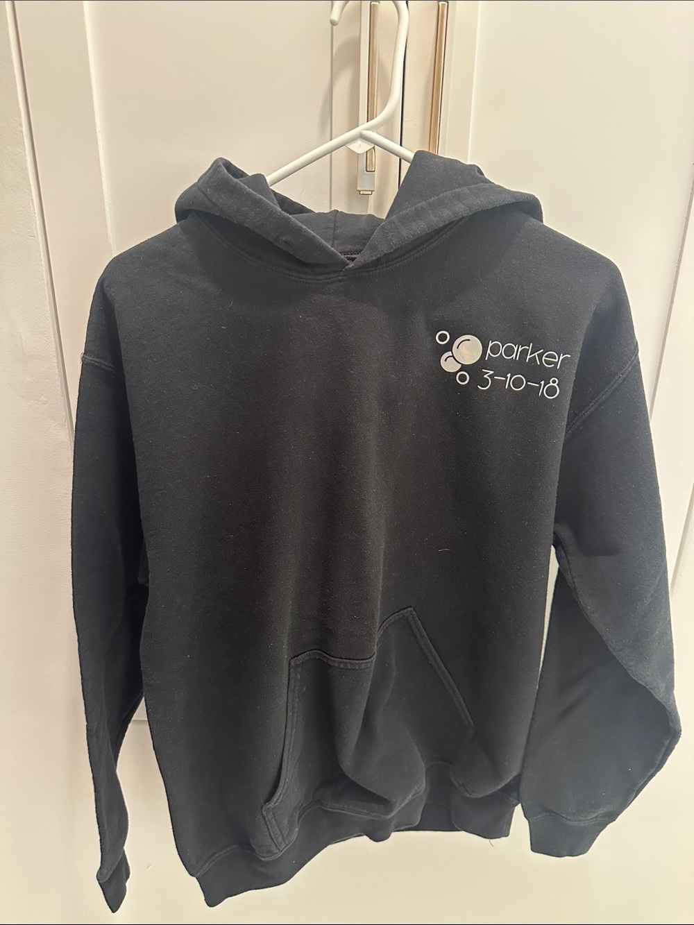 Gildan Black Hoodie with Small White Parker Logo